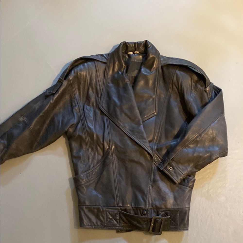 Black Military Field Jacket with Leather Finish